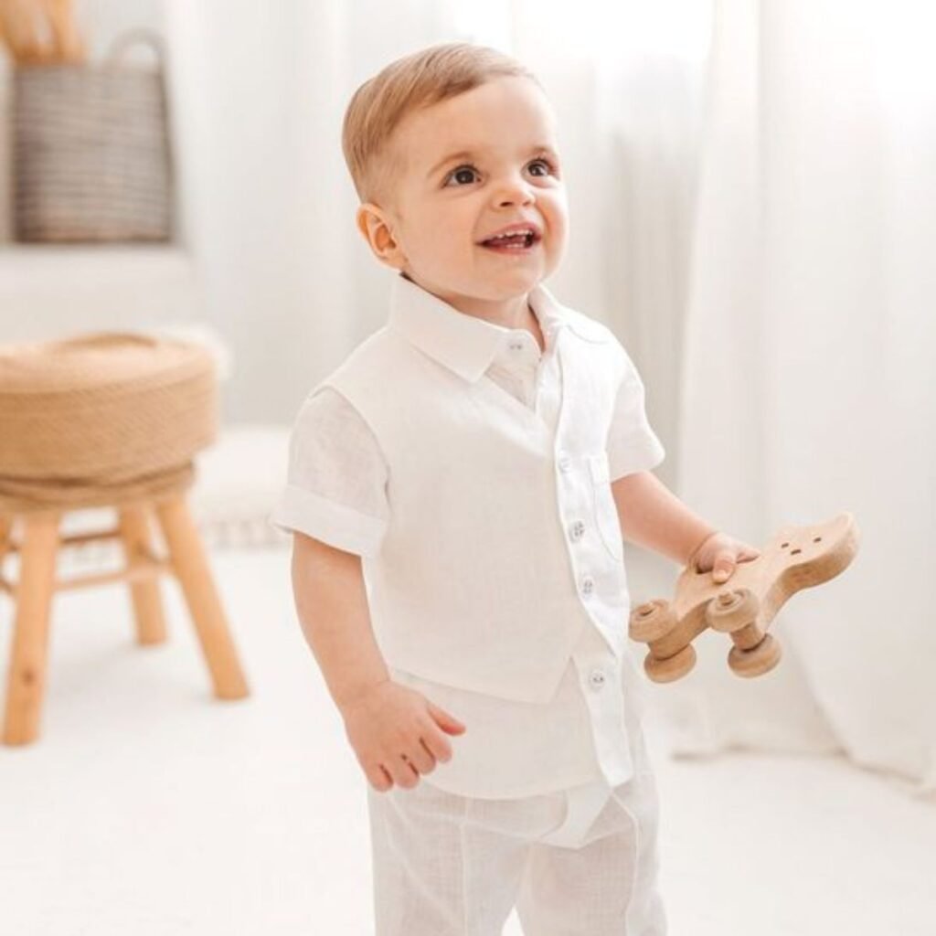 White Baby Tuxedo with Short Sleeves